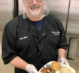 Chef Mike, San Pedro Meals on Wheels, with one of his delicious meals